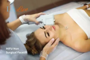 Woman having Hi-Fu to reduce wrinkles Greenock .
