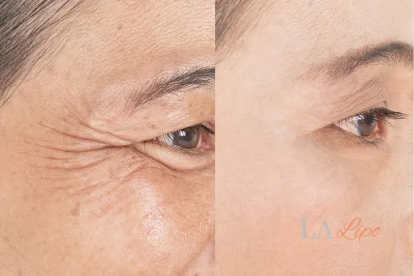 Before and after results of woman - HI-fu wrinkles reduction treatment Greenock