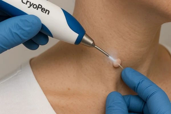 Person receiving Cryotherapy skin tag removal Greenock